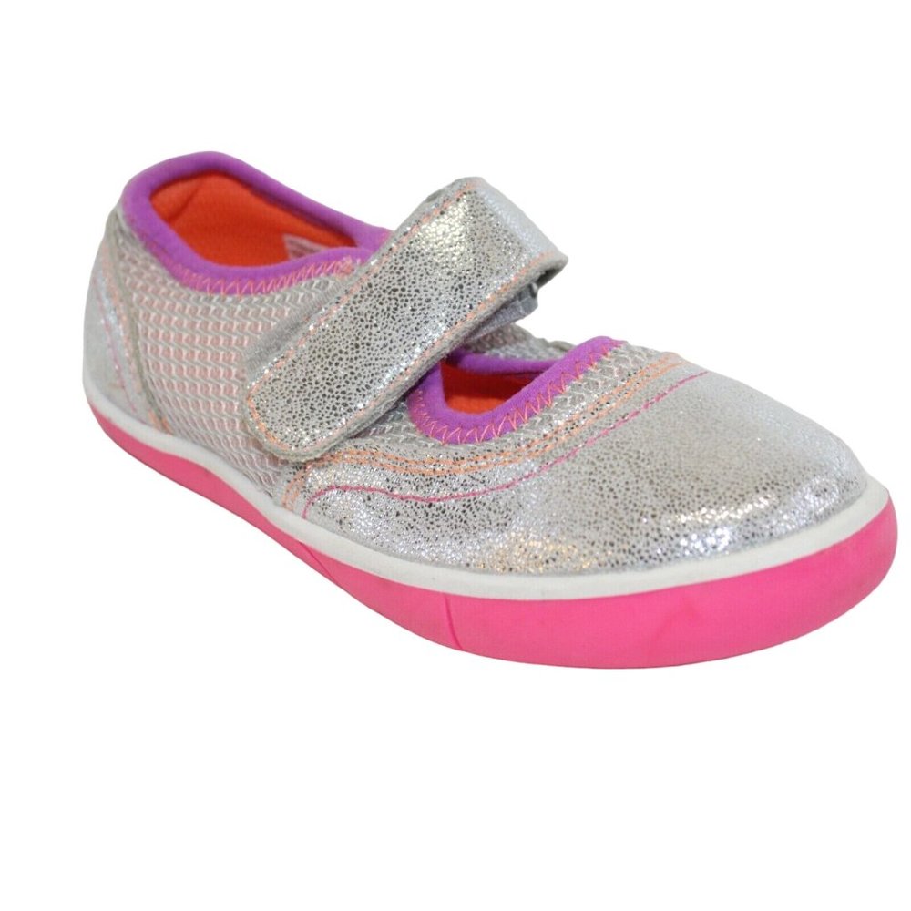 Wonder Nation Toddler 10 Silver Sparkly Hook Eye Closure Slide On Tennis Shoes